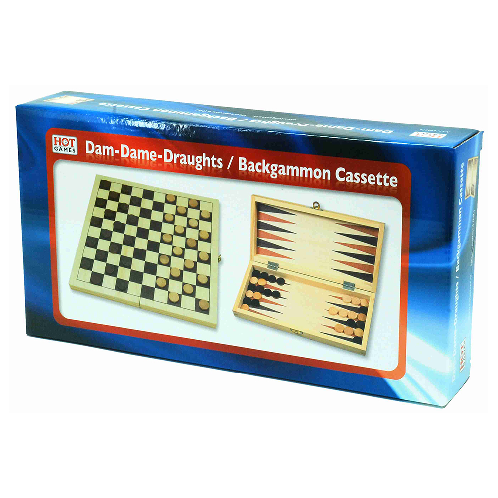 Dammen/ Backgammon Klapcasette 29cm Dammen/ Backgammon Klapcasette 29cm