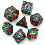 Dobbelsteen D&D Metaal Draken Schub Groen Rood