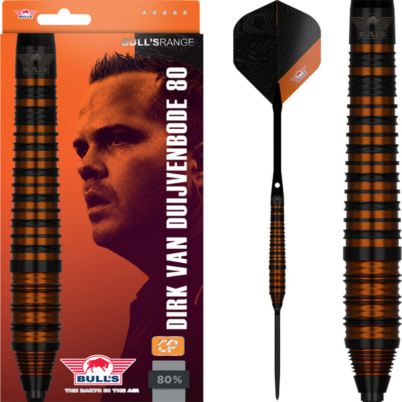 Bull's Dirk van Duijvenbode Black CP Steeltip 80%